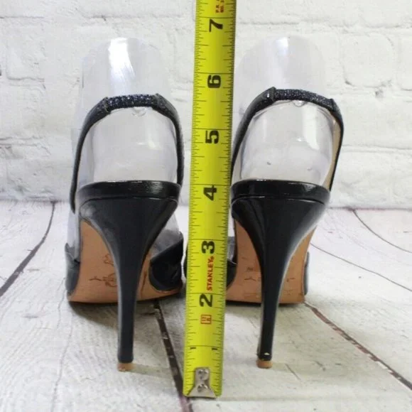 Joey Blue Leather Slip On High Heel Ankle Strap Sandals Size 7 M - Picture 6 of 9